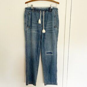 Sundance Distressed Repaired‎ Jeans Pull-On StretchDrawstring Waist Size M
